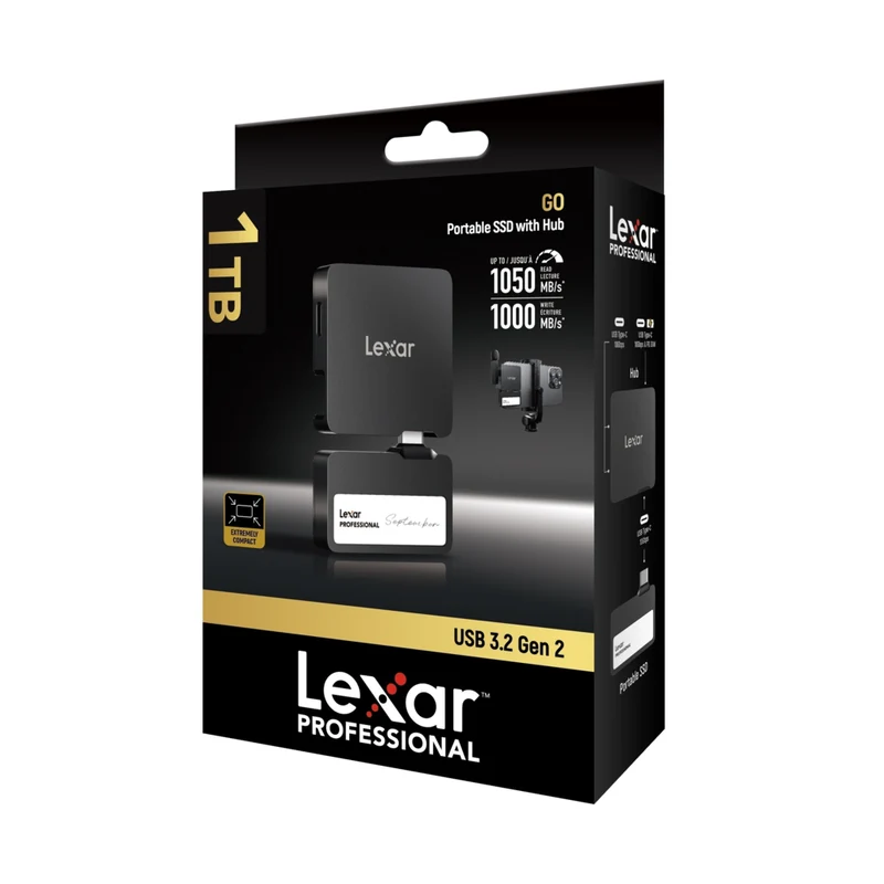 Lexar Professional Go Portable SSD with Hub - 1 TB - Black