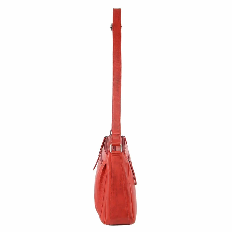 Milleni Women's Nappa Leather Shoulder Crossbody Bag 35x22cm Red