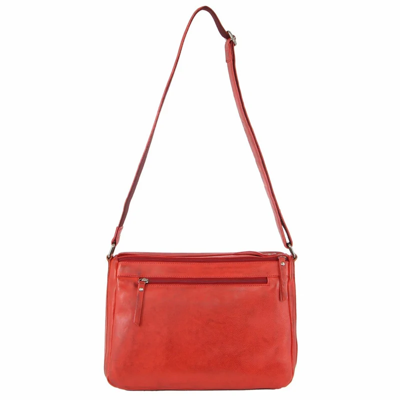 Milleni Women's Nappa Leather Shoulder Crossbody Bag 35x22cm Red