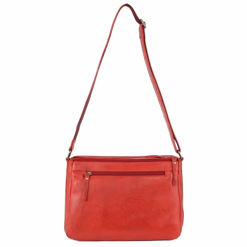 Milleni Women's Nappa Leather Shoulder Crossbody Bag 35x22cm Red