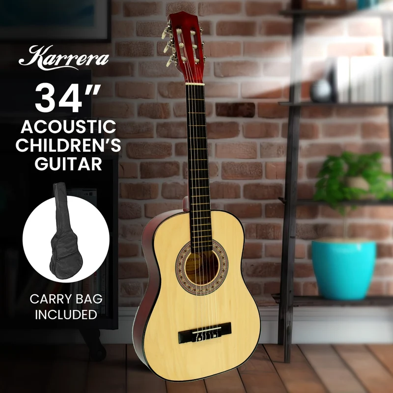 Karrera 34in Acoustic Childrens Wooden Guitar (Natural)
