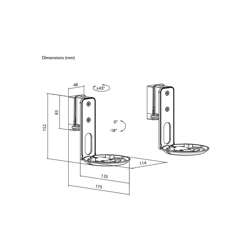 Goobay Speaker Wall Mount Modern Era 1 Flex, 2 pieces, compatible with the Sonos Era 100, swivelling and tilting speaker mount - White