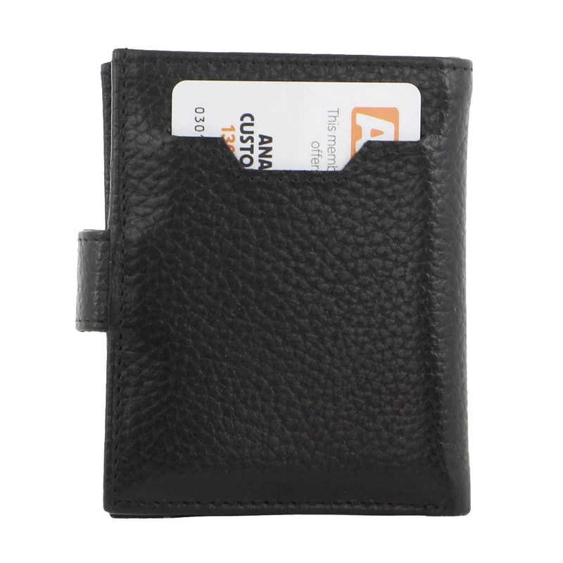 Pierre Cardin Leather Smart Slide Card Holder Tab Bi-Fold Wallet 10cm Black