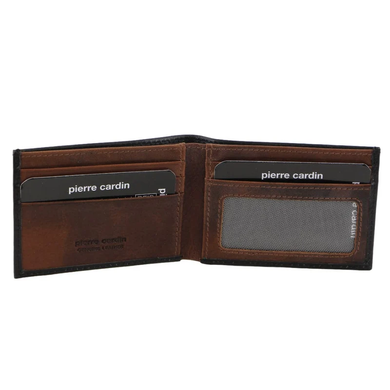 Pierre Cardin Men's Italian Leather RFID Wallet/Card Holder 10cm Black Cognac