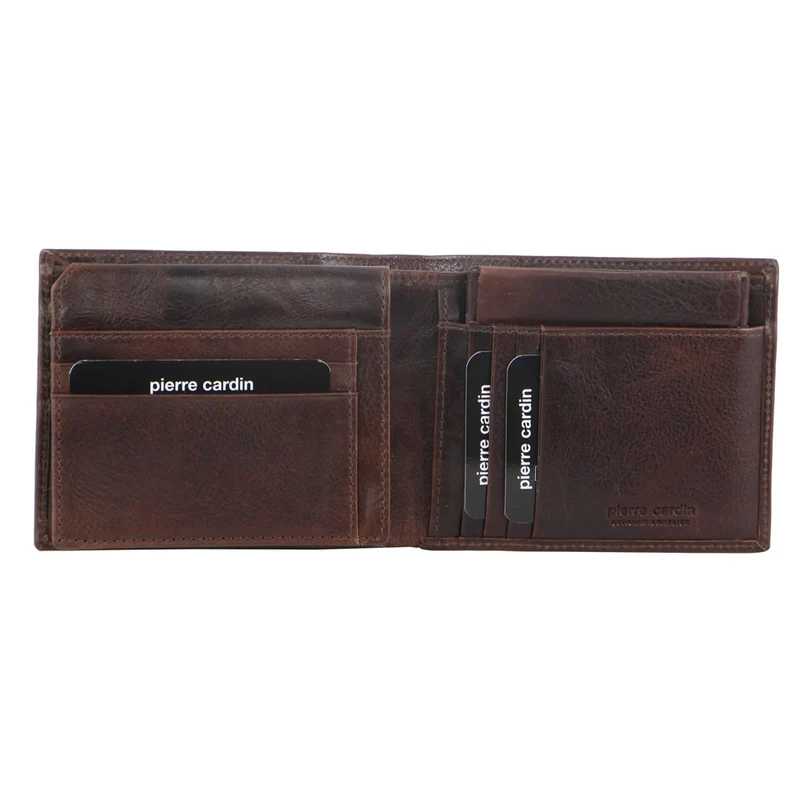 Pierre Cardin Men's Italian Leather Protected RFID Card Holder/Wallet Choco