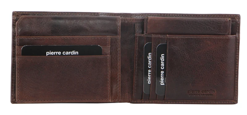 Pierre Cardin Men's Italian Leather Protected RFID Card Holder/Wallet Choco