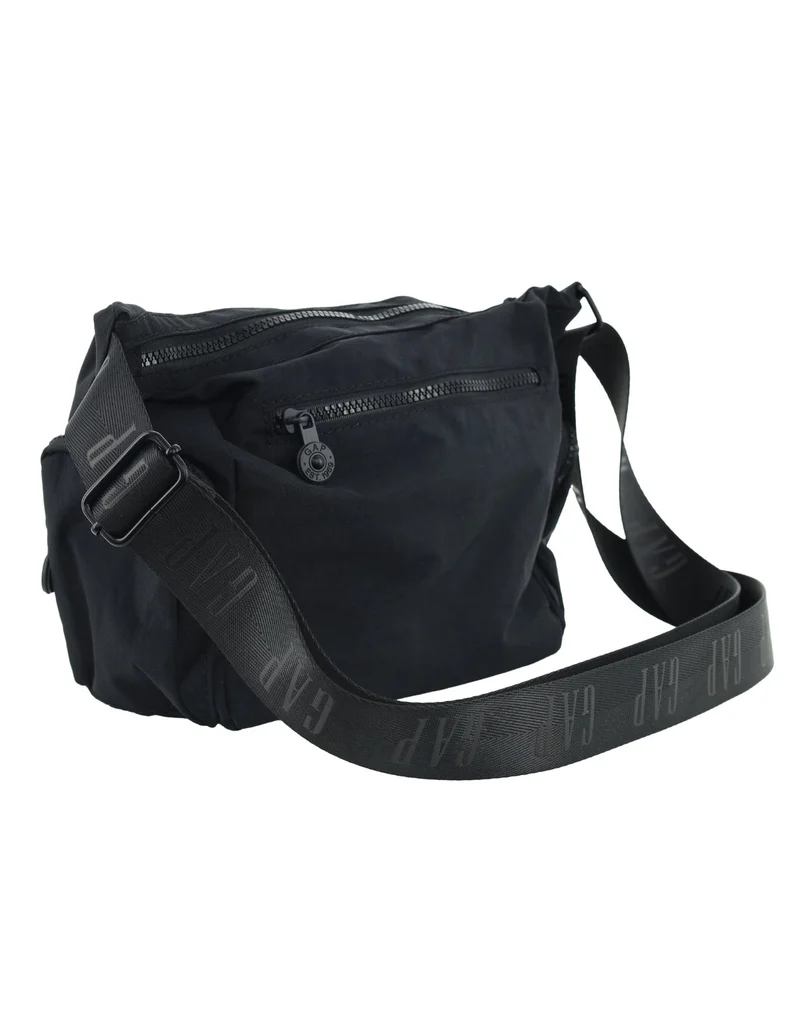 GAP Unisex Nylon Shoulder Crossbody Bag w/ Secure Zip 29x22cm Black