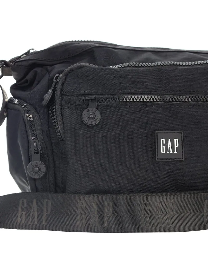 GAP Unisex Nylon Shoulder Crossbody Bag w/ Secure Zip 29x22cm Black
