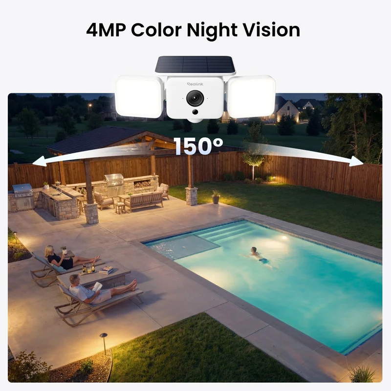 Reolink Solar Floodlight Cam All-in-One Solar Security Camera 2K 4MP Ultra-Wide View 2 Pack