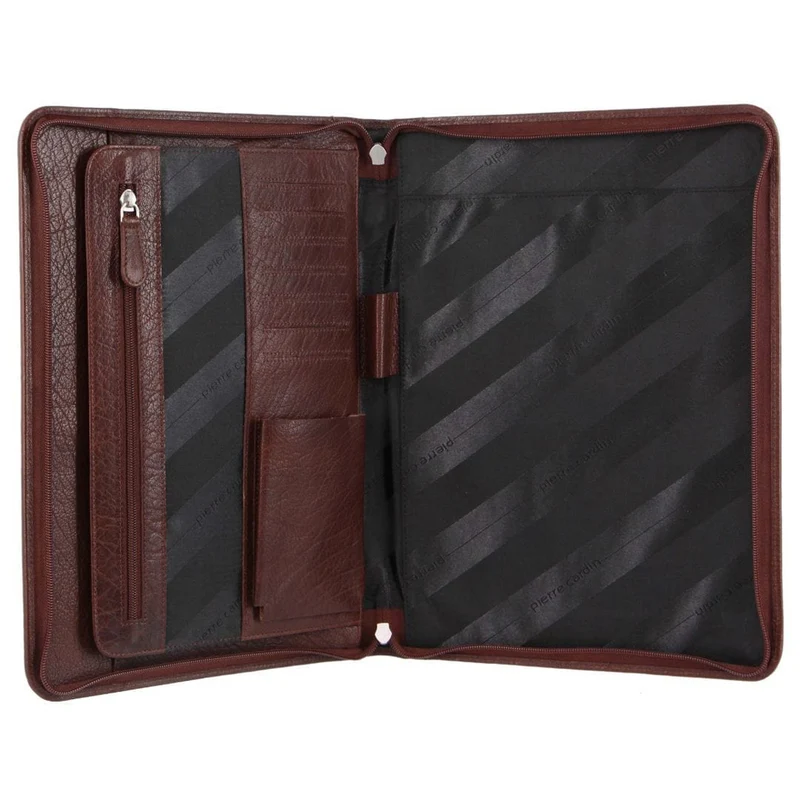Pierre Cardin Men's Italian Leather Business Notepad Holder Case Chocolate