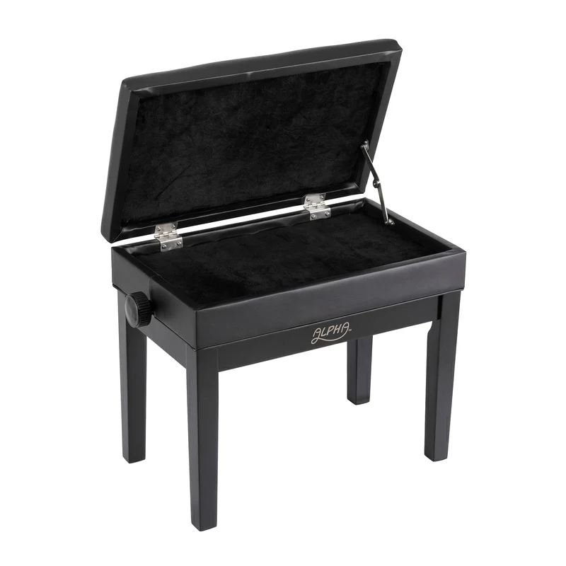 Alpha Adjustable Piano Bench Wooden Keyboard Seat Padded Music Chair Black