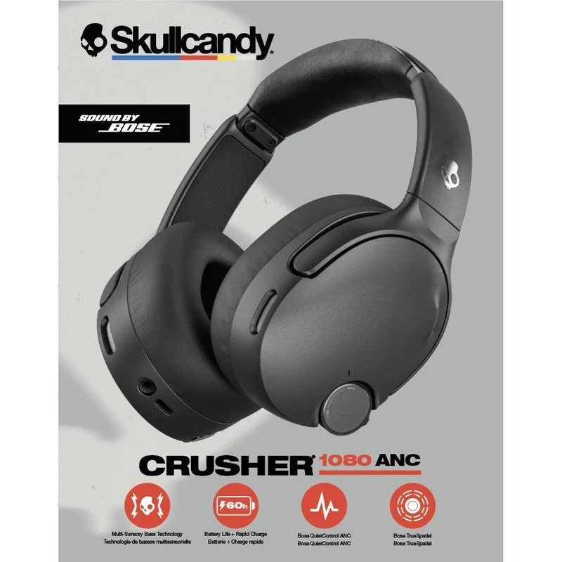 Skullcandy Crusher 1080 ANC Sound by Bose Over-Ear Headphones (Black)