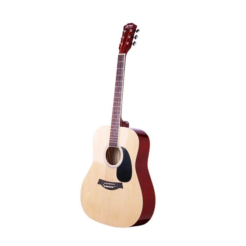 Alpha 41" Acoustic Guitar Wooden Body Steel String Dreadnought Stand Wood