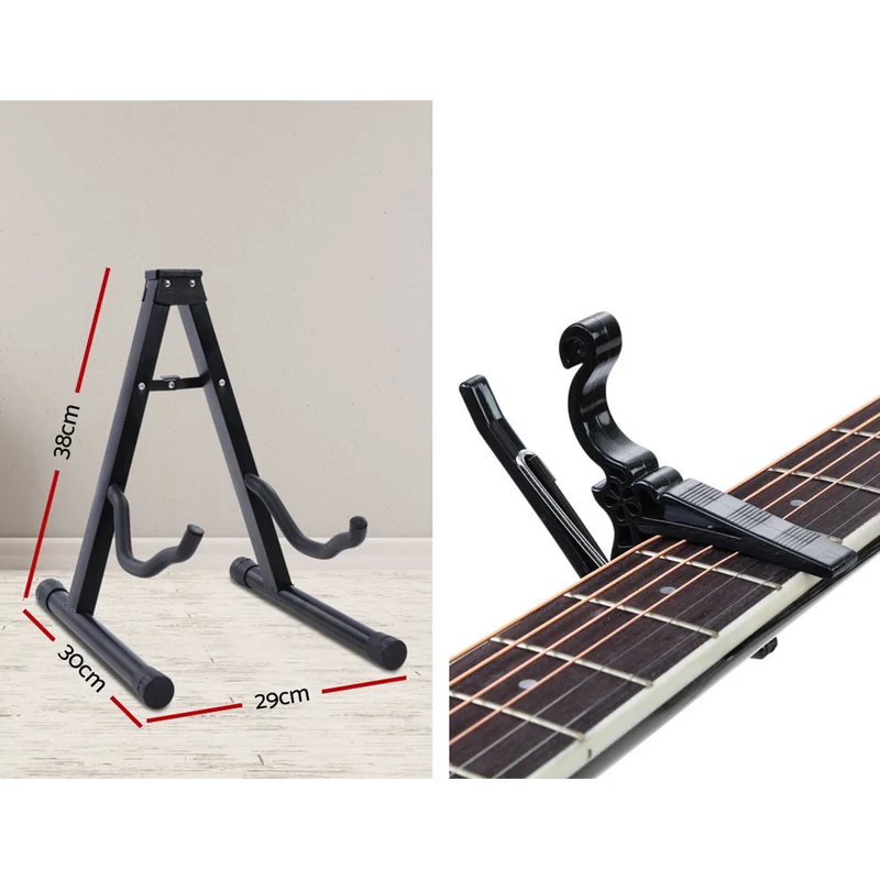 Alpha 41" Acoustic Guitar Wooden Body Steel String Dreadnought Stand Wood