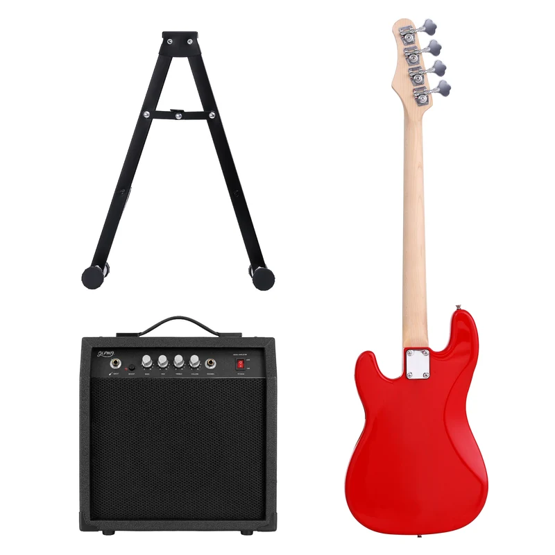 Alpha Electric Guitar Bass 47" Set Kit 40W Bass Guitar Amplifier Guitar Stand Folding