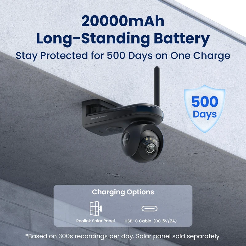 Reolink 4K 360° Pan & Tilt Solar/Battery Camera with Pre-recording Altas PT Ultra Black
