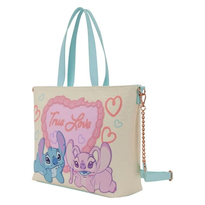 Loungefly Disney Lilo and Stitch - Stitch and Angel "True Love" Tote Crossbody Bag