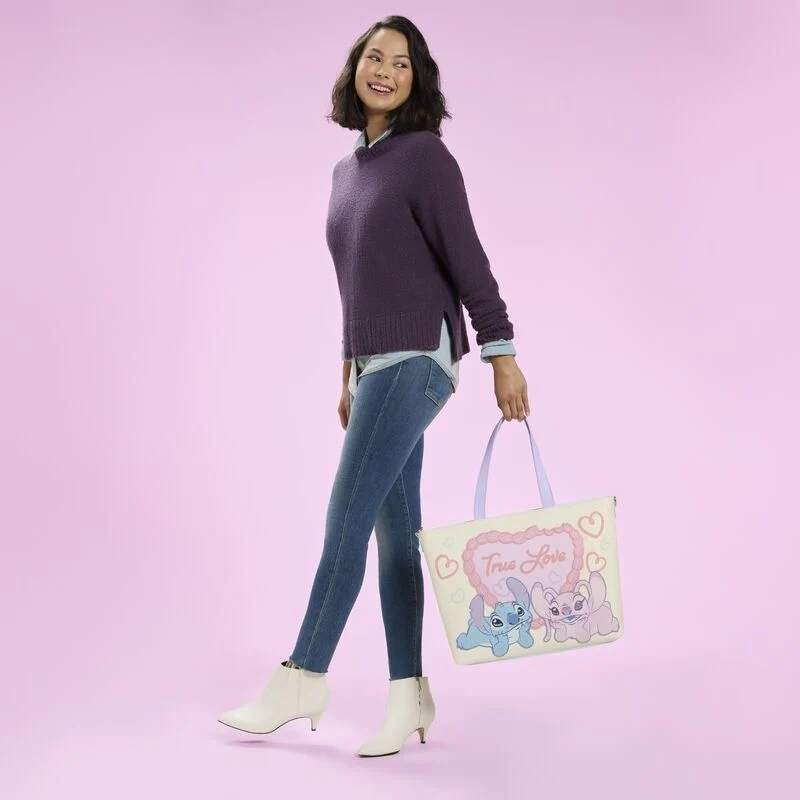 Loungefly Disney Lilo and Stitch - Stitch and Angel "True Love" Tote Crossbody Bag