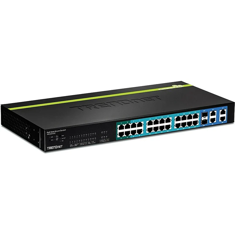 TRENDnet – Commutateur WebSMART et ports PoE 4 Gb/s, 24 ports à 10/100 Mb/s, 2 emplacements Mini-Gbic