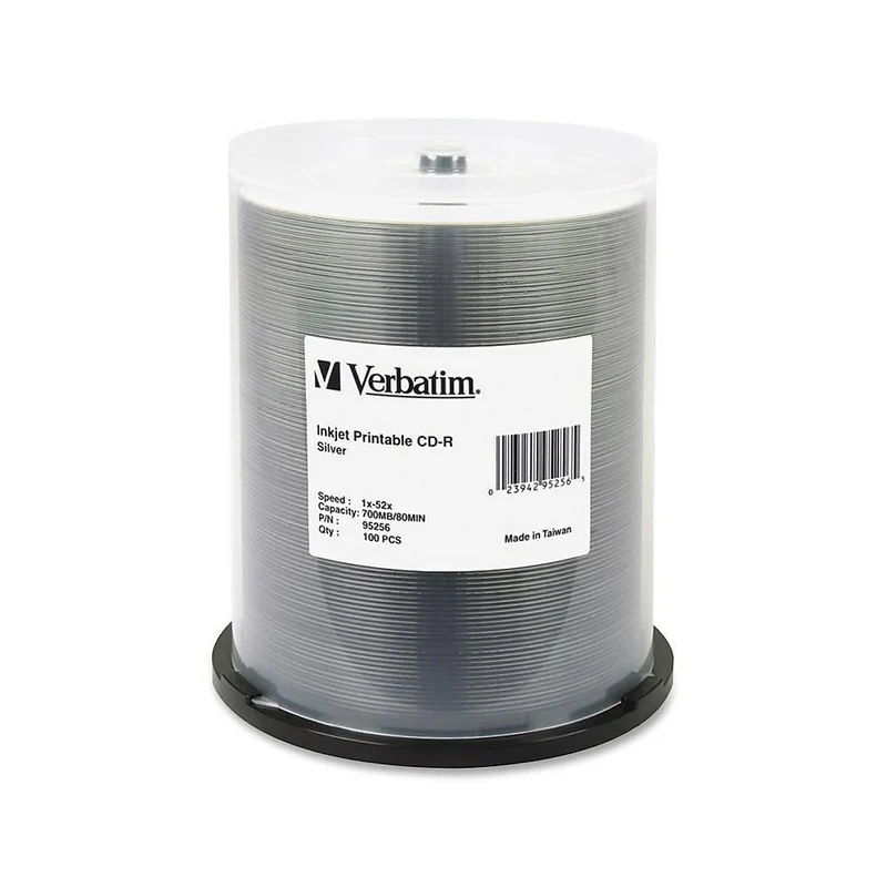 Verbatim – Cylindre de disques inscriptibles, 95256 CD, CD-R, 52X, 700 Mo, 100/paq.