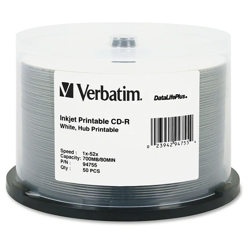 Verbatim Datalifeplus CD Recordable Media Spindle, CD-R, 52X, 700 Mb, 50 Pack