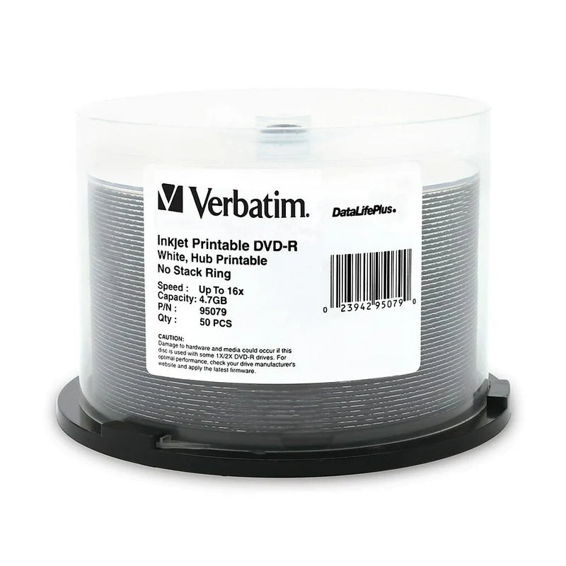 Verbatim – Cylindre de disques inscriptibles Datalifeplus 95079 DVD, DVD-R, 16X, 4,7 Go, 50/paq.
