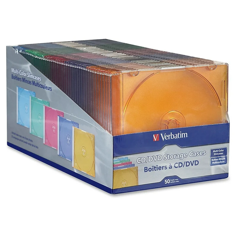 Verbatim CD/DVD Colour Slim Case, 50 Pack