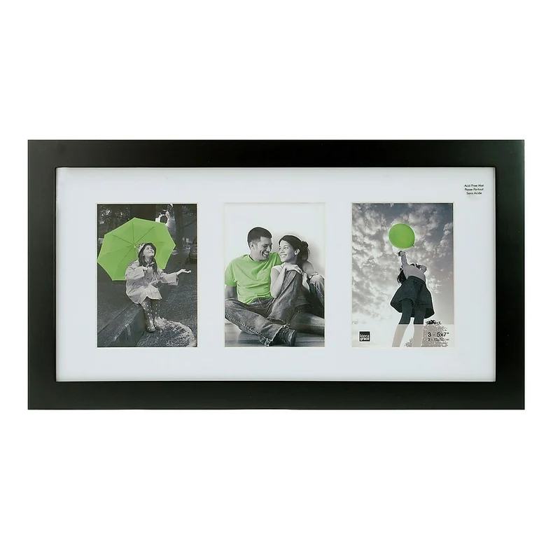 Nexxt – Cadre en bois Langford pour 3 photos, 10 x 20 po, noir