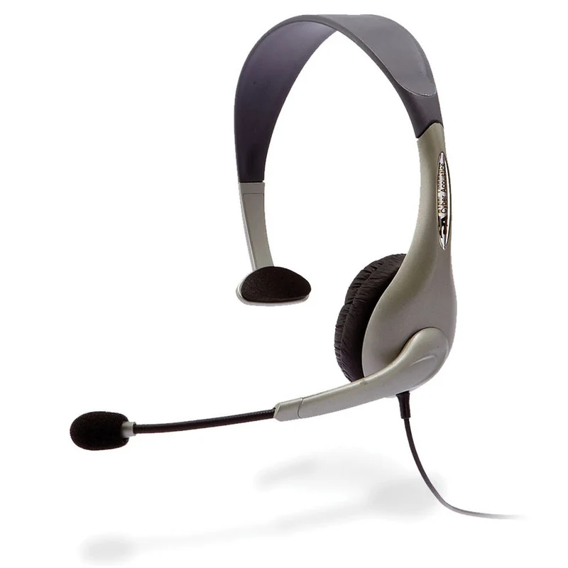 Cyber Acoustics - AC-840 Casque Filaire USB Mono - Gris/Noir
