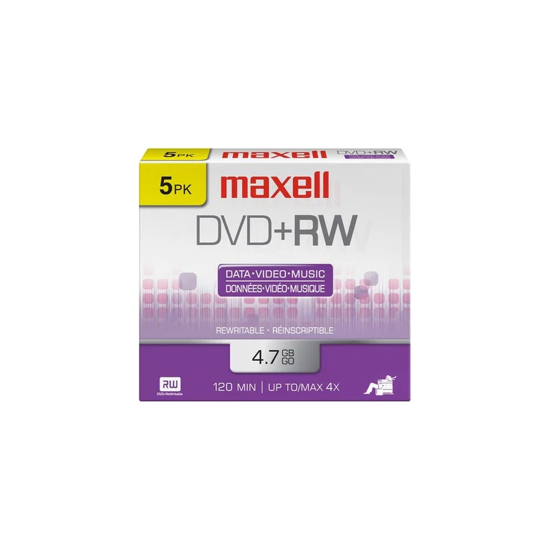 Maxell Rewritable DVD+RW Media - 4.7 GB - 5 Pack