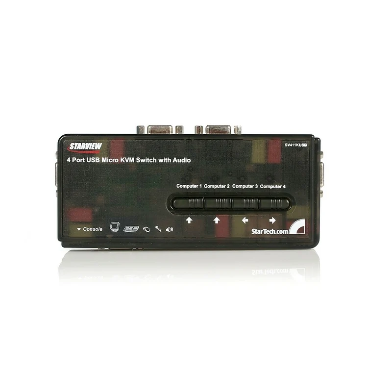 StarTech.com - Commutateur KVM USB professionnel avec câbles et audio, 4 ports, noir