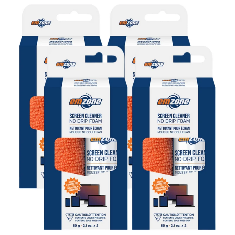 Emzone Screen Cleaner No Drip Foam - 60 mg - 4 Pack