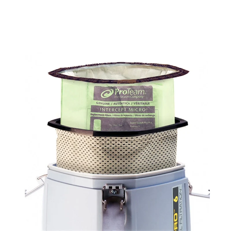 ProTeam - Sac filtrant Intercept Micro à col ouvert pour aspirateurs triangulaires, 6 qt, paquet de 10