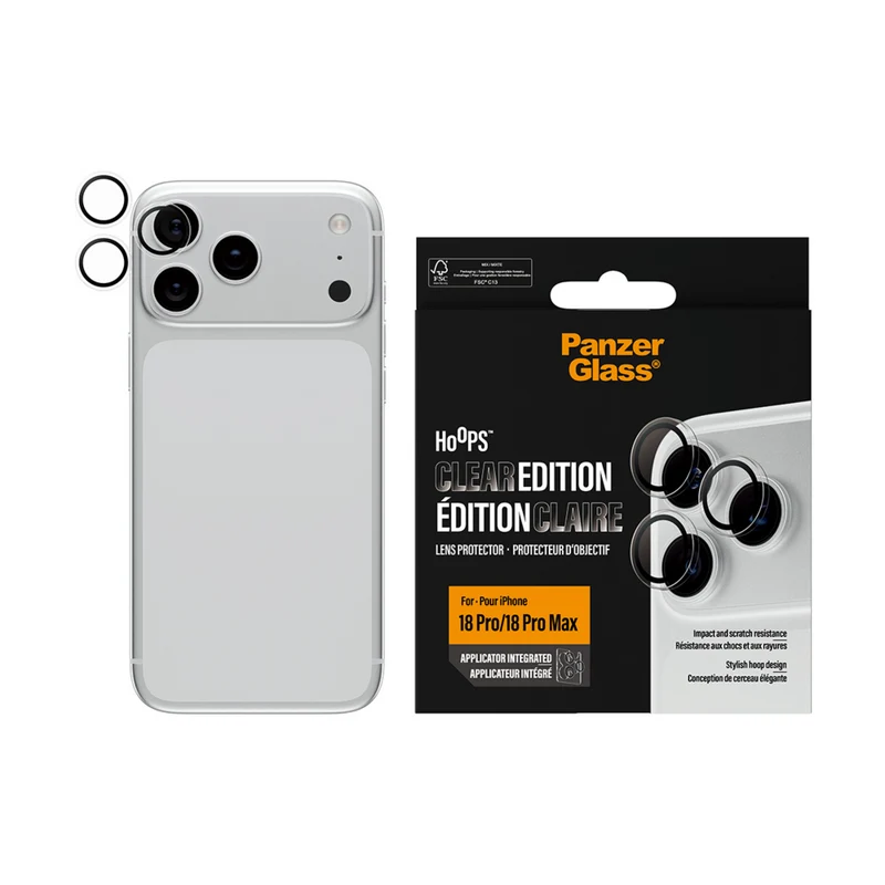 PanzerGlass - Protecteur d'objectif d'appareil photo Hoops pour iPhone 18 Pro/18 Pro Max - Transparent