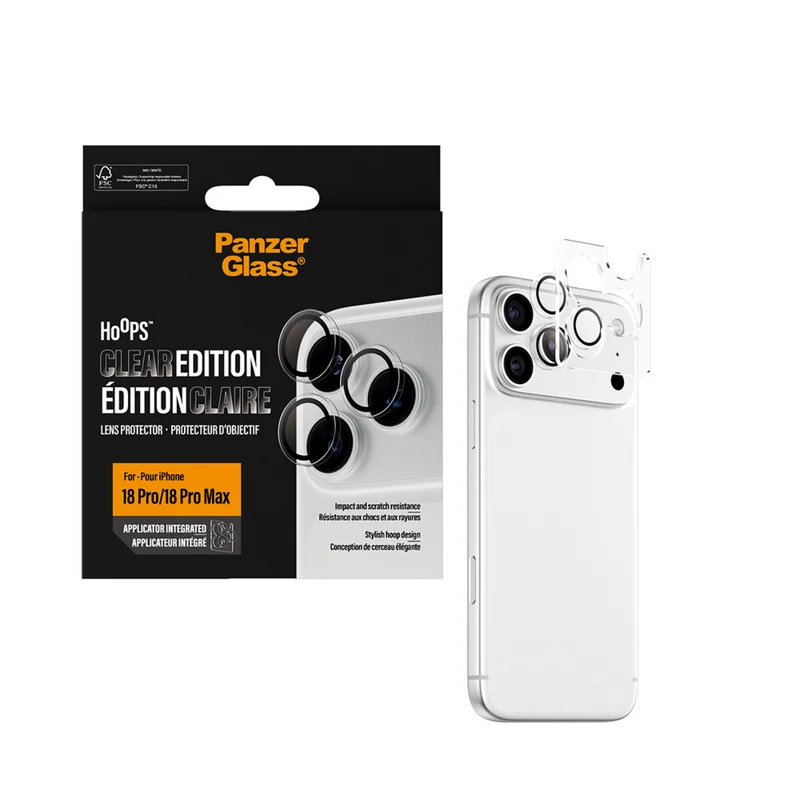 PanzerGlass - Protecteur d'objectif d'appareil photo Hoops pour iPhone 18 Pro/18 Pro Max - Transparent