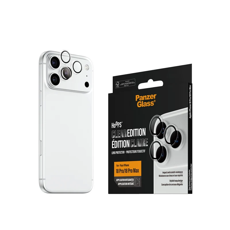 PanzerGlass - Protecteur d'objectif d'appareil photo Hoops pour iPhone 18 Pro/18 Pro Max - Transparent