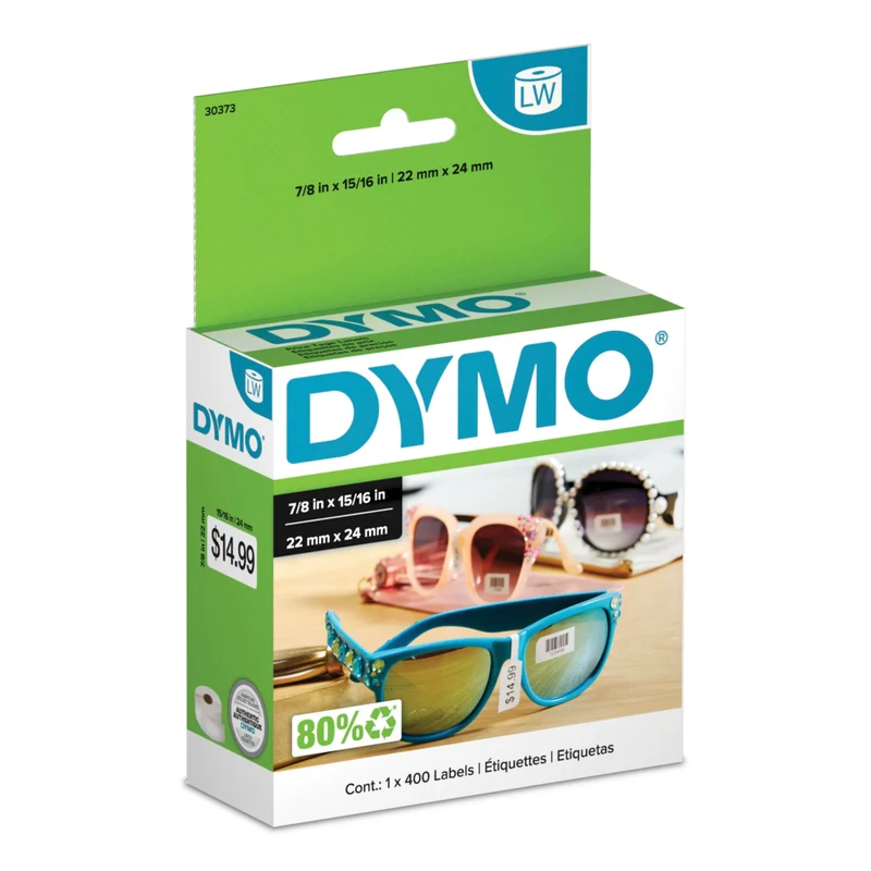 Dymo - Étiquettes de prix auto-adhésives pour LW Label Writer, 7/8 po x 15/16 po, blanc, 400 étiquettes