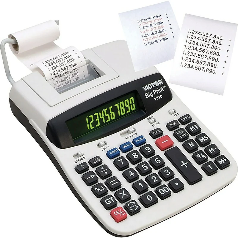 Victor - Calculatrice à impression thermique 1310, gros caractères, 10 chiffres