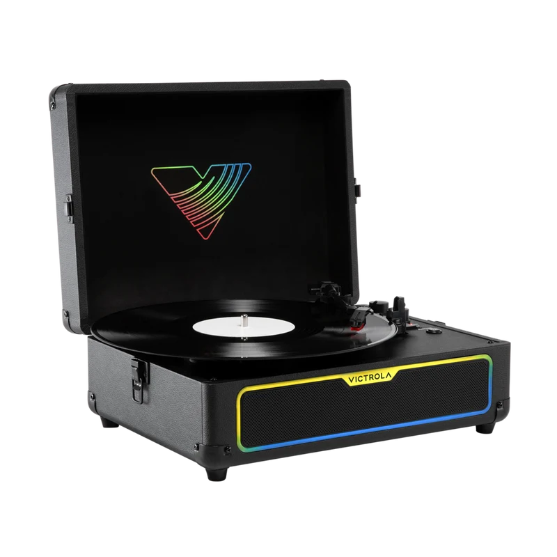Victrola - Journey Glow - Tourne-disque portatif éclairé style valise - Noir