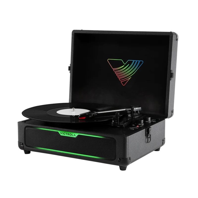 Victrola - Journey Glow - Tourne-disque portatif éclairé style valise - Noir