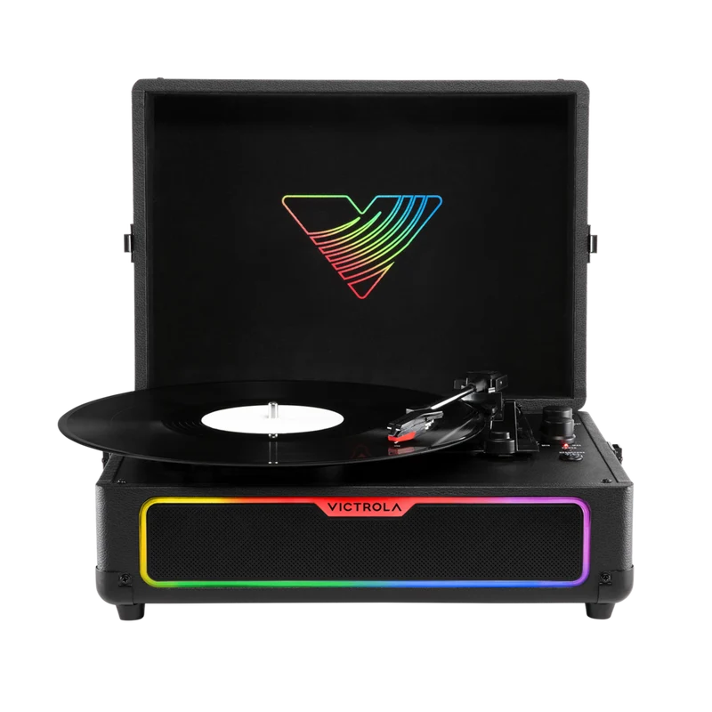 Victrola Journey Glow Illuminated Suitcase Record Player - Black