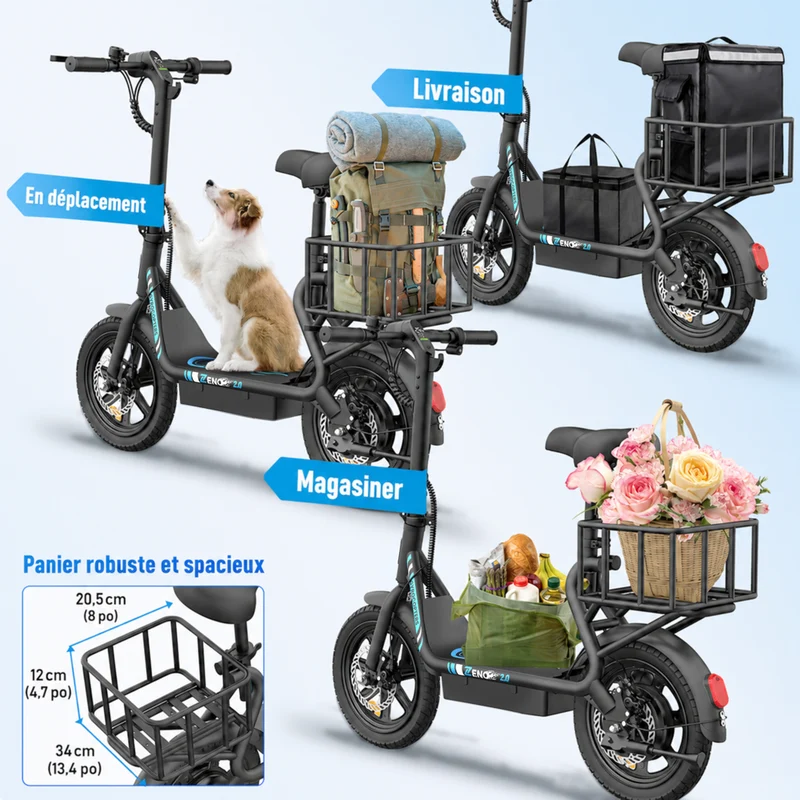 Gyrocopters - Trottinette électrique Zeno 2.0 pour adultes et adolescents - Vitesse 32 km/h - Autonomie 40 km - Application - Noir