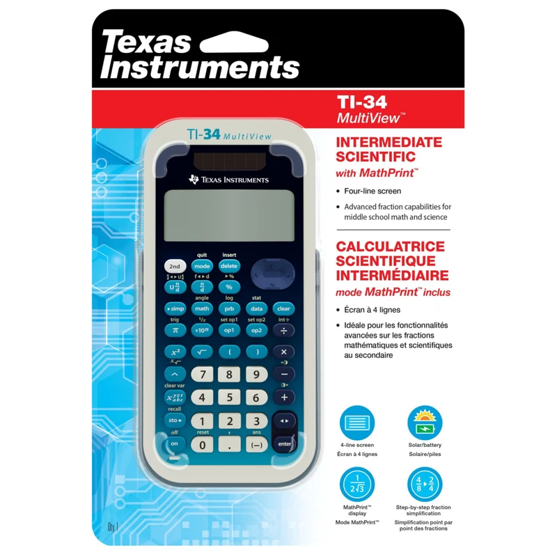 Texas Instruments TI-34 MultiView Scientific Calculator - Blue/White