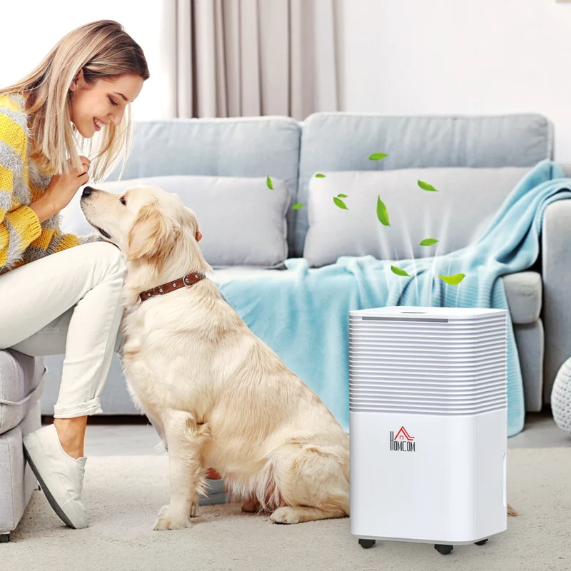 HOMCOM - déshumidificateur portable silencieux 1260 pieds carrés avec 3 modes - blanc