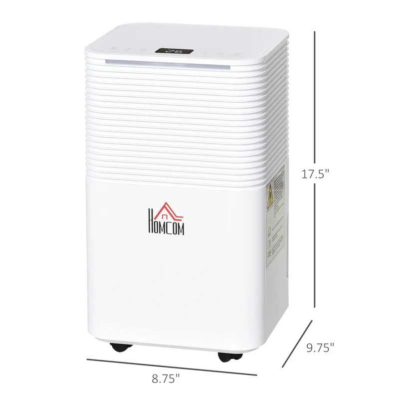HOMCOM - déshumidificateur portable silencieux 1260 pieds carrés avec 3 modes - blanc