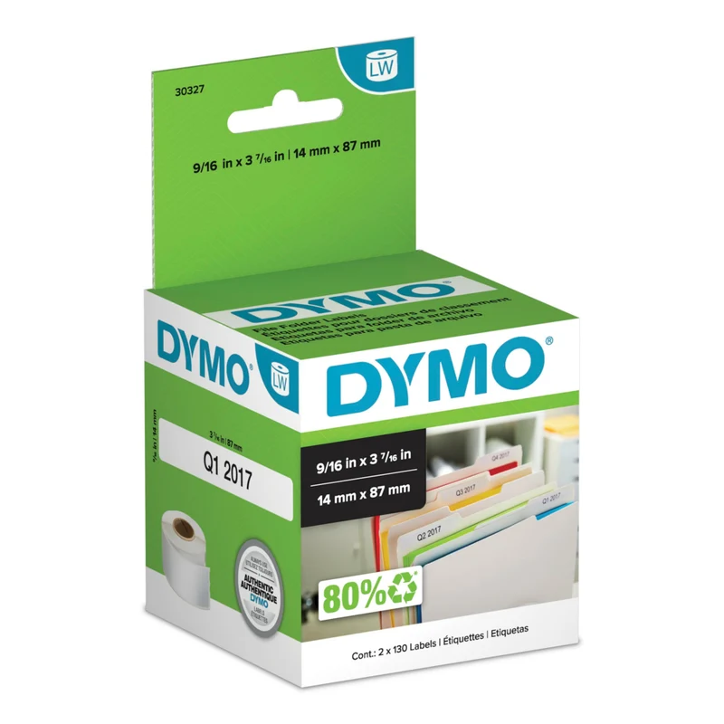 DYMO LabelWriter 1-Up File Folder Labels, 9/16" x 3-7/16", 260 Labels