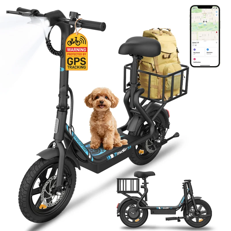 Gyrocopters Zeno 2.0 Electric Scooter for Adults & Teens - Speed 32 kmph - Range 40 km - APP - Black