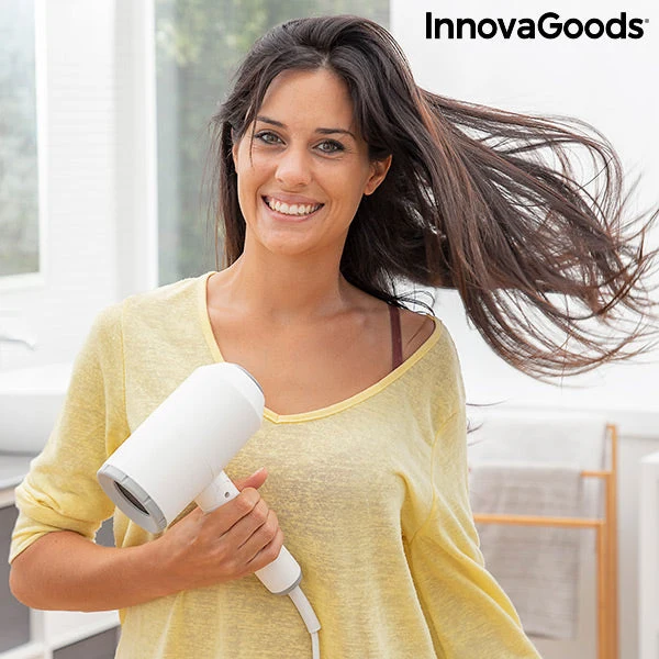 Folding Ionic Hair Dryer with Accessories Ventio InnovaGoods 1600W White/grey