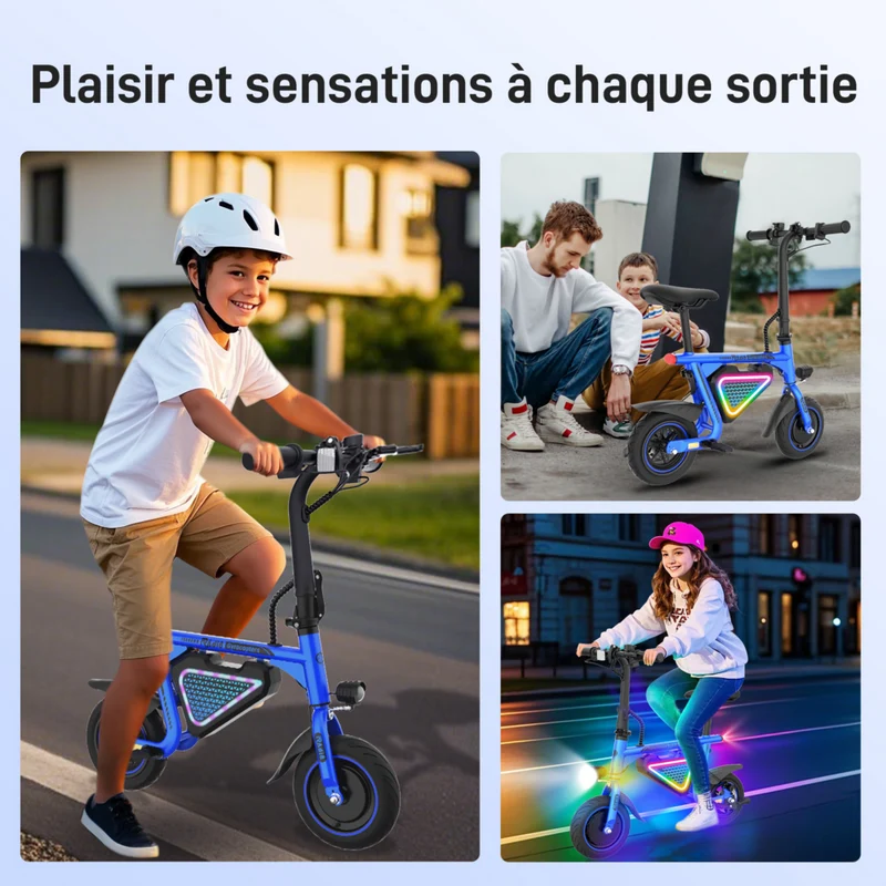 Gyrocopters - Trottinette électrique pour enfants Radi8 - Vitesse 25 km/h - Autonomie 20 km - Éclairage LED - Bleu