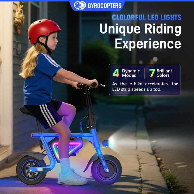 Gyrocopters Radi8 Electric Scooter for Kids - Speed 25 kmph - Range 20 km - LED Lights - Blue